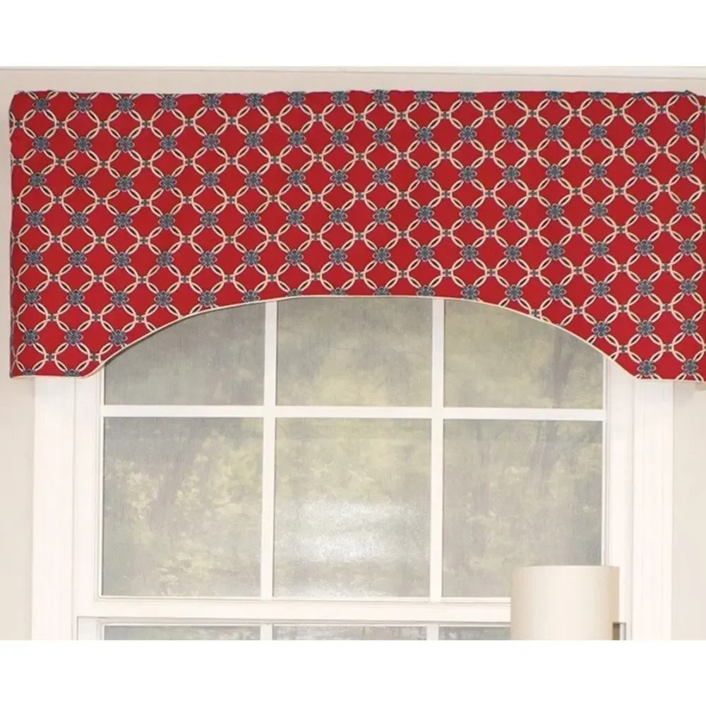Darby Home Co. Scalloped Window Valance‎ Red Blue Geometric Cotton Blend 15”x51”